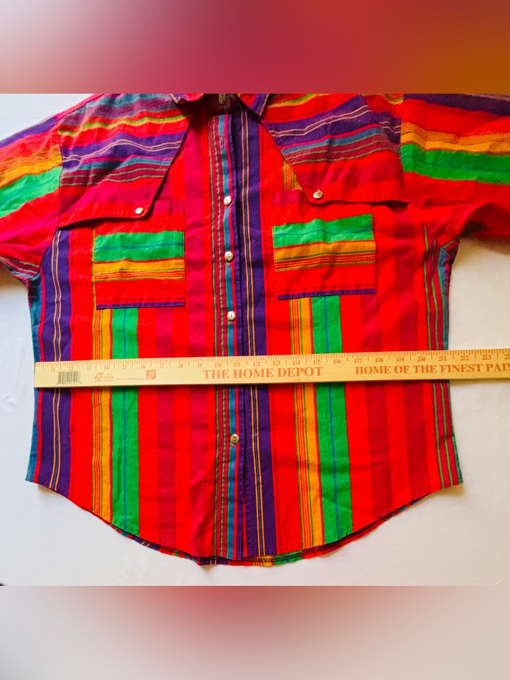 Roughrider Circle Y Button Up Shirt Vintage 100% Cotton Colorful Women’s - Picture 8 of 14